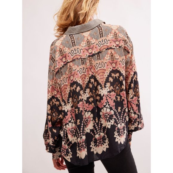 FREE PEOPLE Virgo Baby Buttondown / Black Combo - Picture 4 of 8